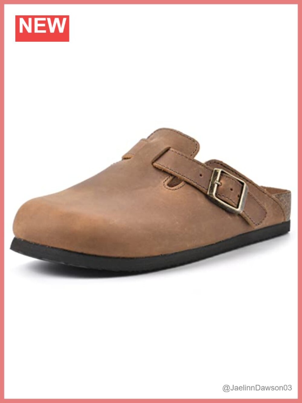 Women's Leather Mule Clog with Faux Shearling Lining, Contoured Footbed